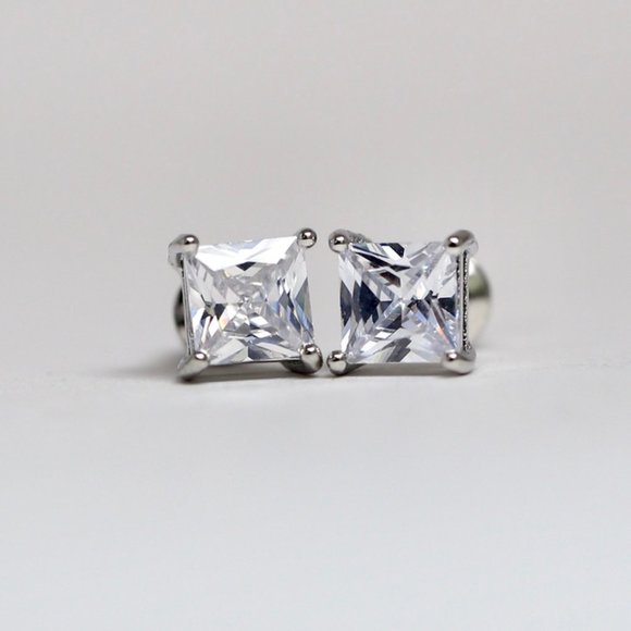 18k Gold Dipped White Topaz Princess Cut - Picture 8 of 9
